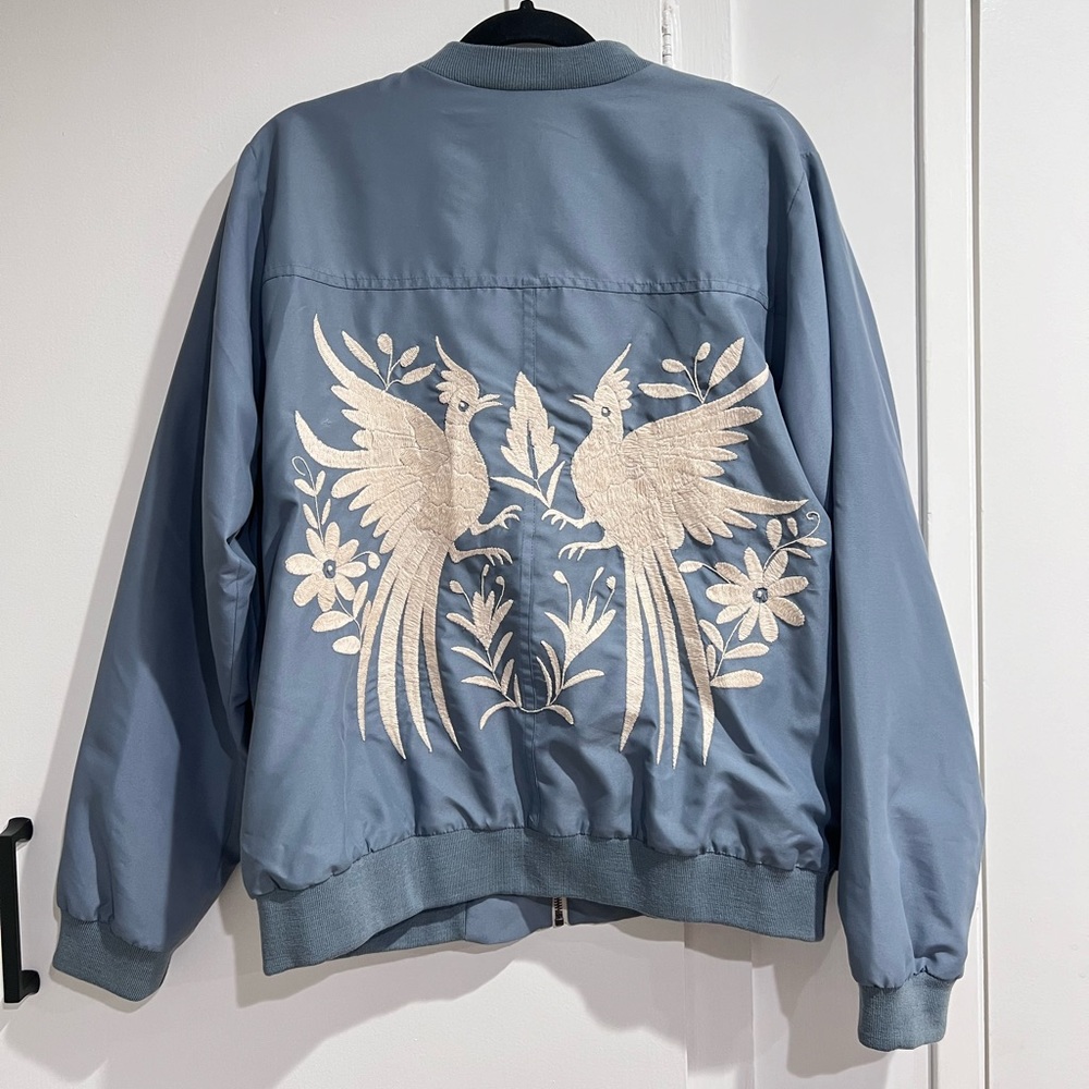 Amor & Rosas hand embroidered jacket.